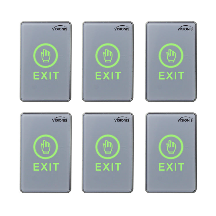 Pack of 6 push to exit button touch-sensitive with LED indicators - VISIONIS VIS-7026