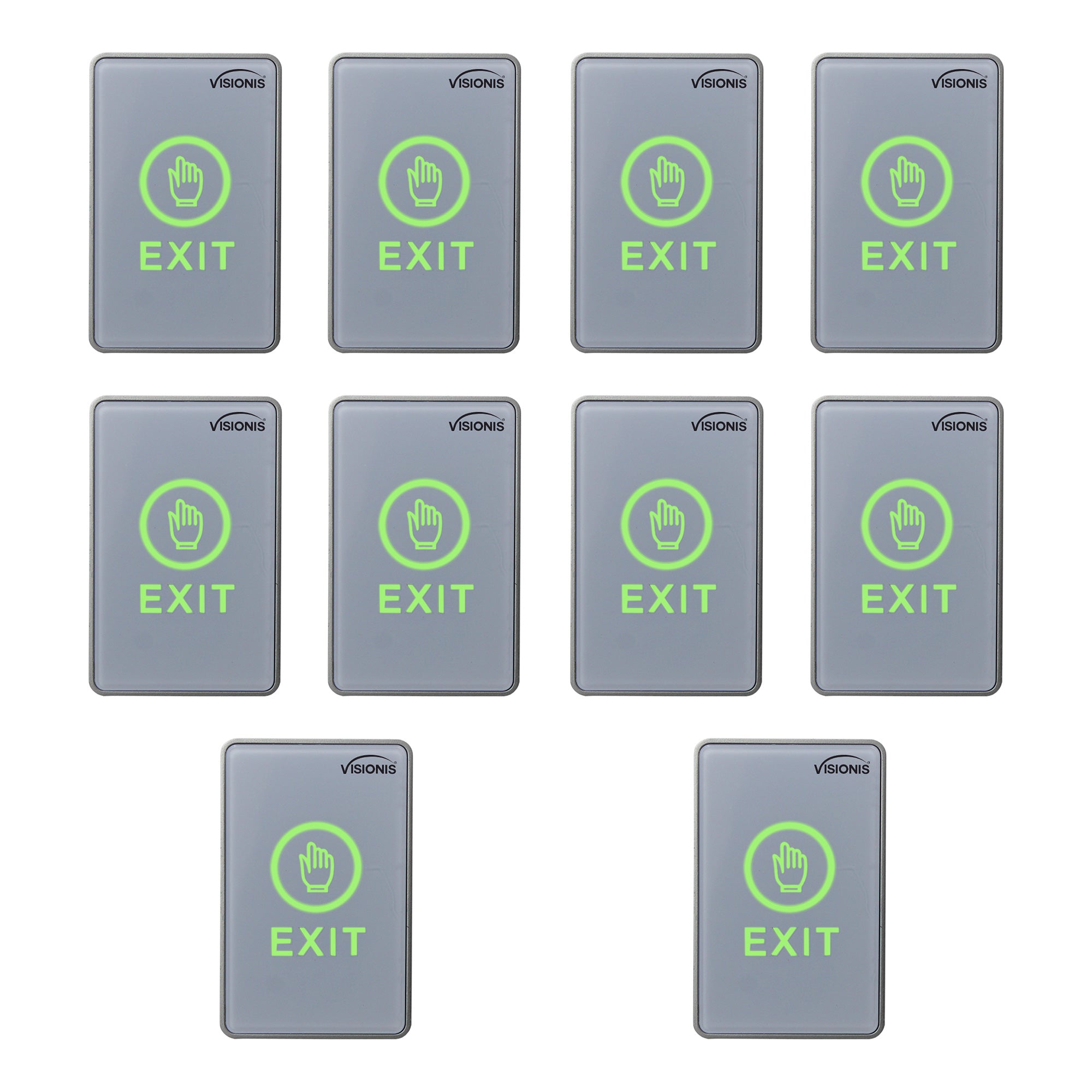 Pack of 10 request to exit button touch-sensitive with LED indicators - VISIONIS VIS-7026