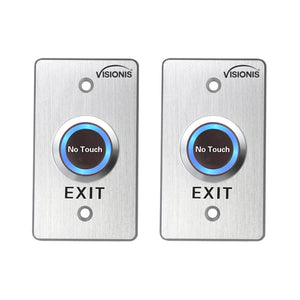 Pack of 2 No Touch Exit Button with Timer Delay. Mid Size with Blue LED Light - FPC-7566 Visionis