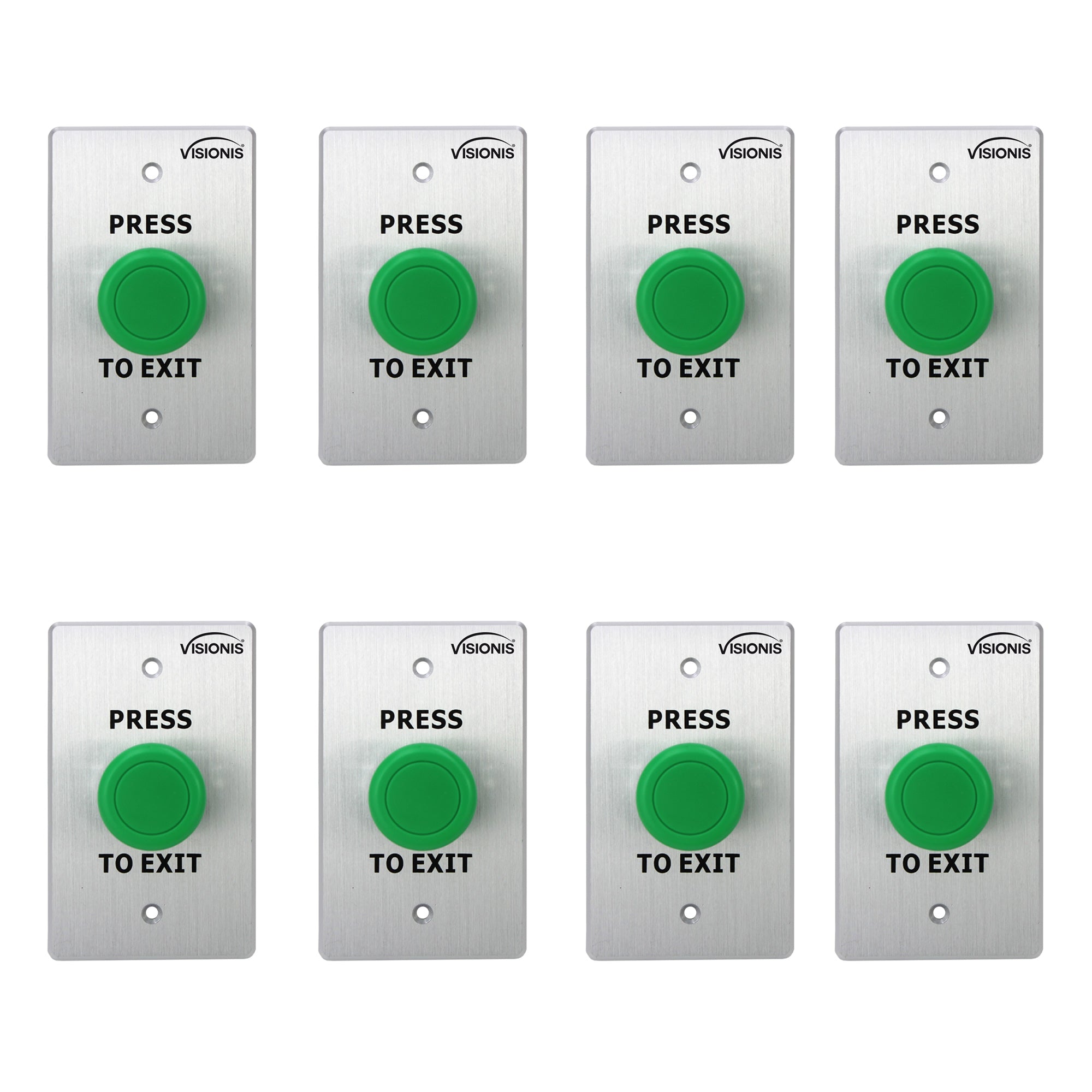 Pack of 8 green push to exit button for door access control VIS-7032 Visionis