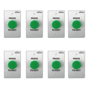 Pack of 8 green push to exit button for door access control VIS-7032 Visionis