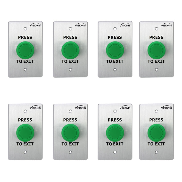 Pack of 8 green push to exit button for door access control VIS-7032 Visionis