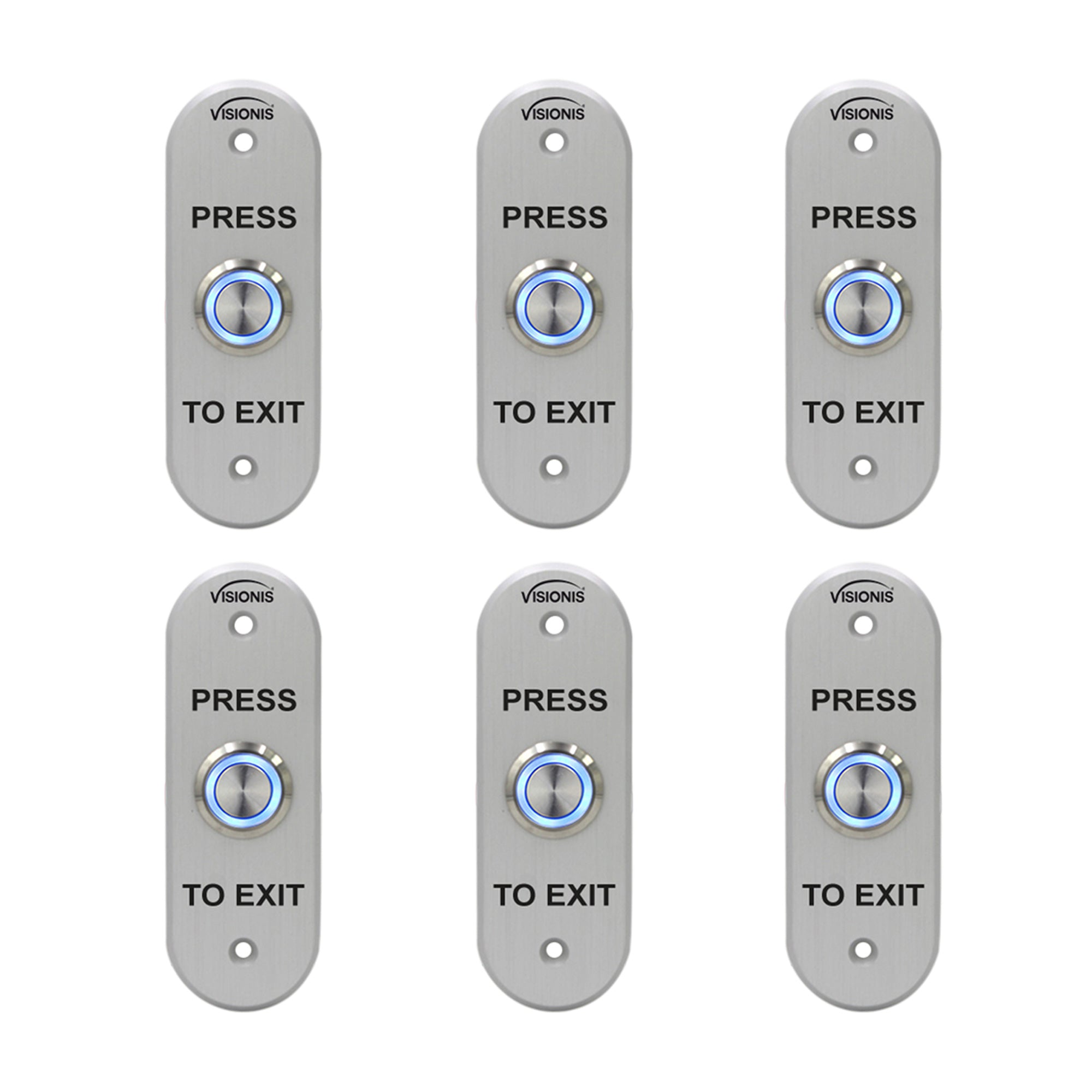 Pack of 6 push to exit button with LED Light