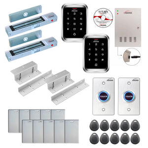Access control systems for business with 300 lbs Magnetic Door Locks, Software, push to exit button and controller - FPC-7920
