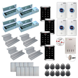 Office access control system with 1200 lbs Magnetic Door Locks, Software, push to exit button and controller - FPC-7946