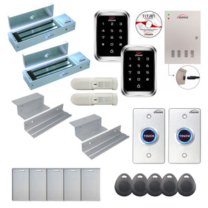 Badge access control system with 1200 lbs Maglocks, Software, push to exit button and controller - FPC-7968