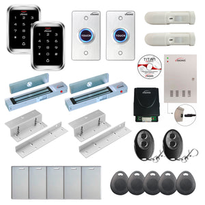 Badge access control system with 300 lbs Maglocks, Software, push to exit button and controller - FPC-7972