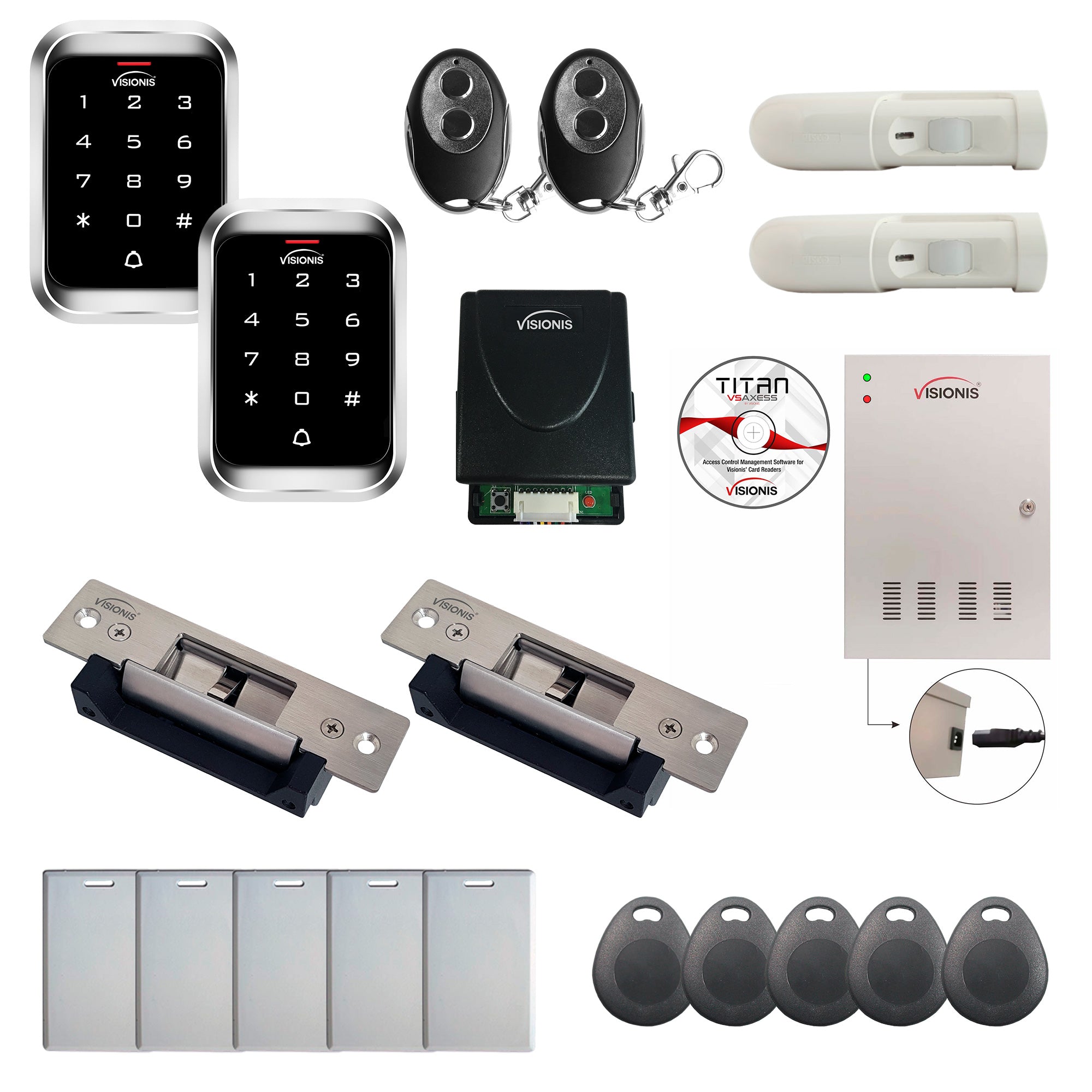 Door access control system for office with Electric Door Strikes, Software, proximity card reader and controller - FPC-7980