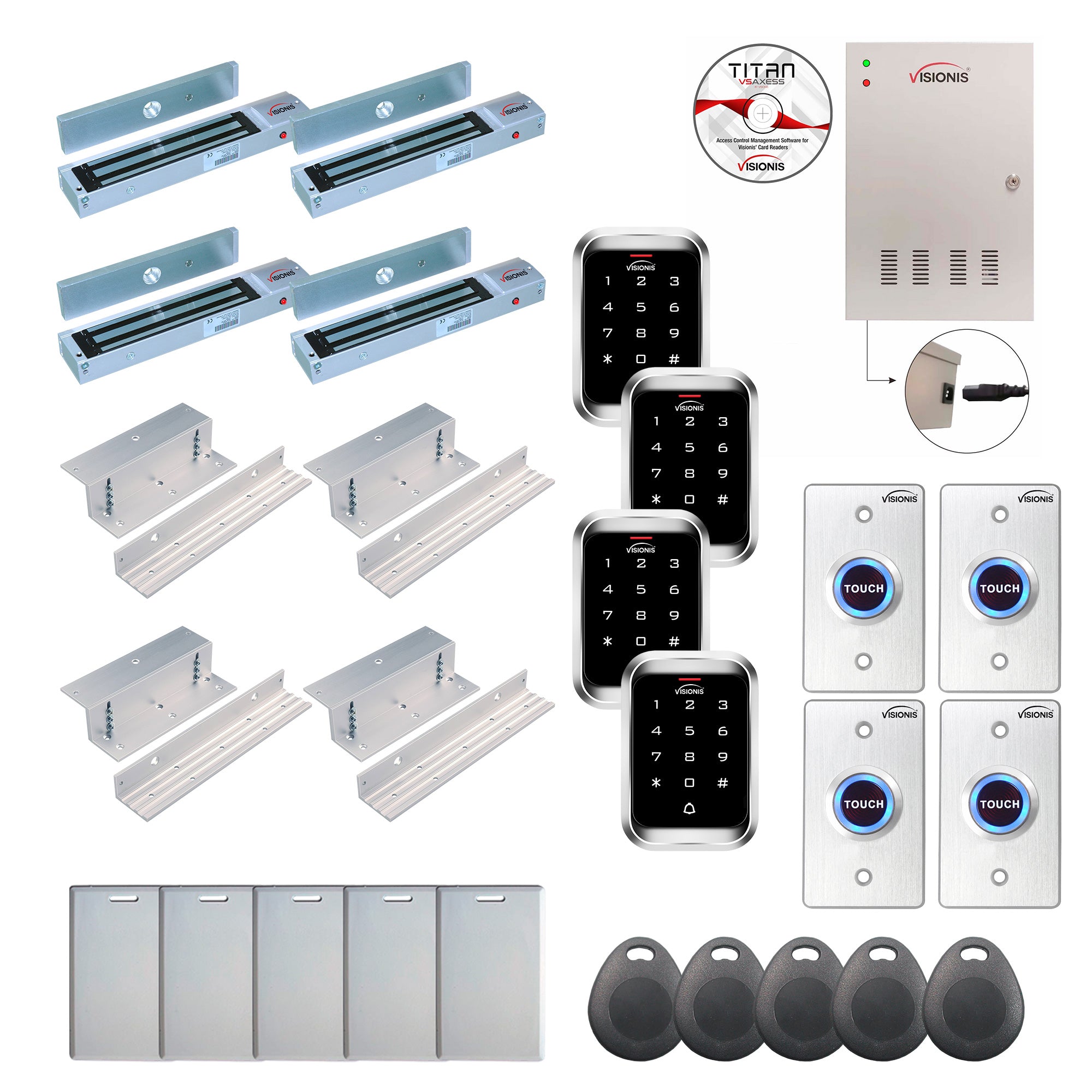 Door access control system for office with 600 lbs Maglocks, Software, proximity card reader and controller - FPC-7985