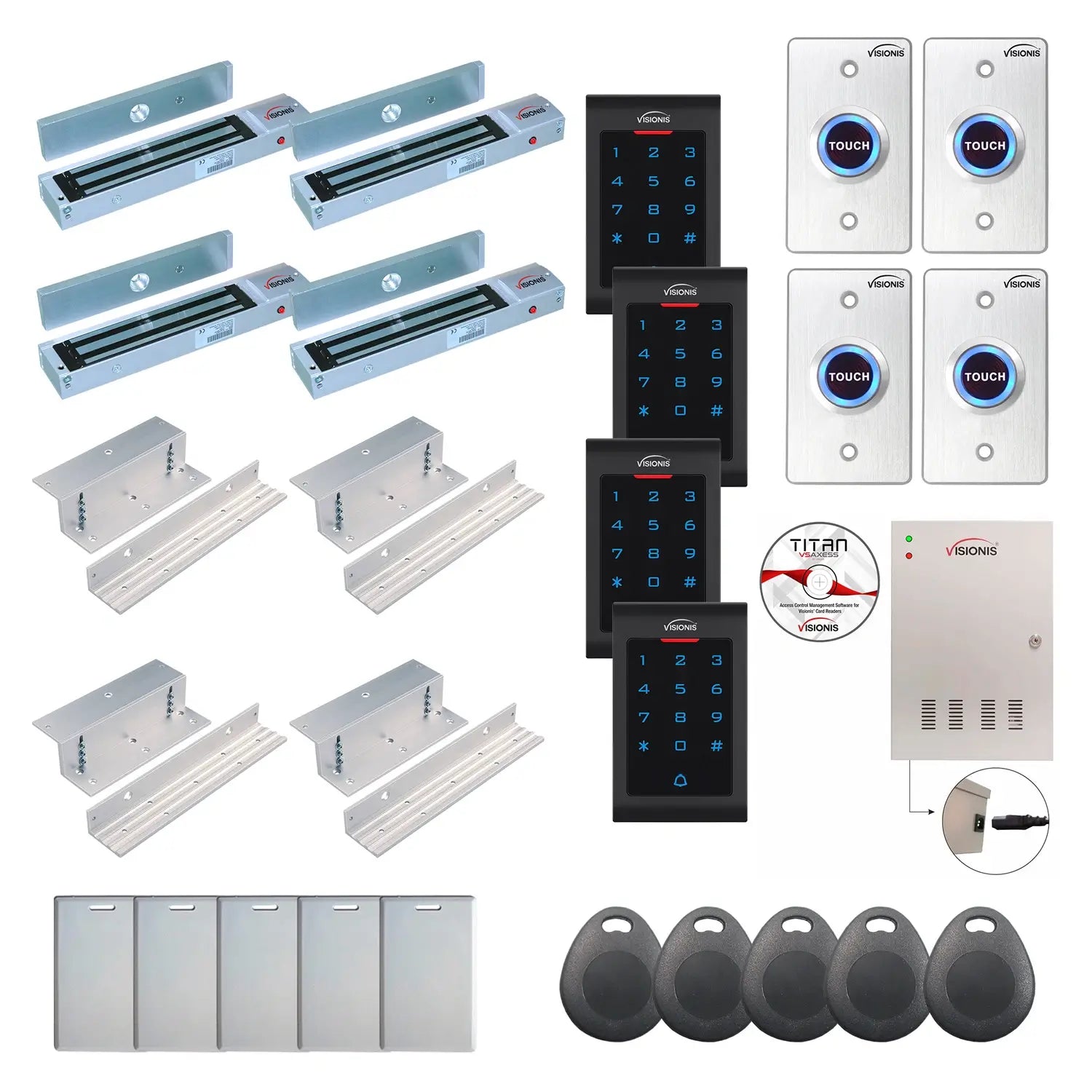 Business access control systems with 600 lbs Maglocks, Software, proximity card reader and controller - FPC-8089