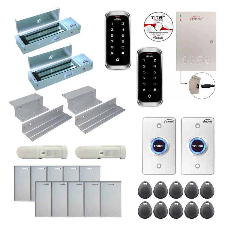 Card access control systems with 1200 lbs Magnetic Door Locks, Software, card reader and controller - FPC-8136