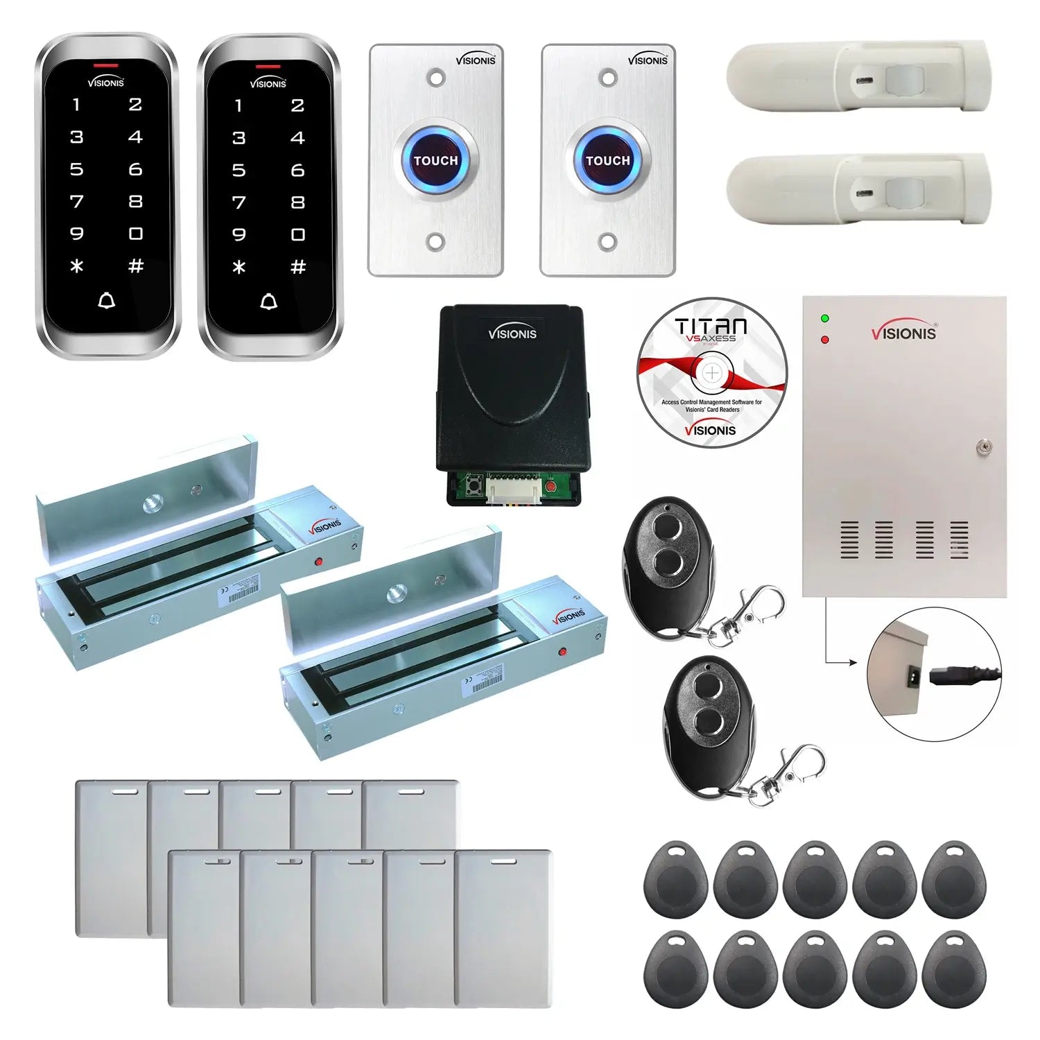 Card access control systems with 1200 lbs Magnetic Door Locks, Software, card reader and controller - FPC-8139