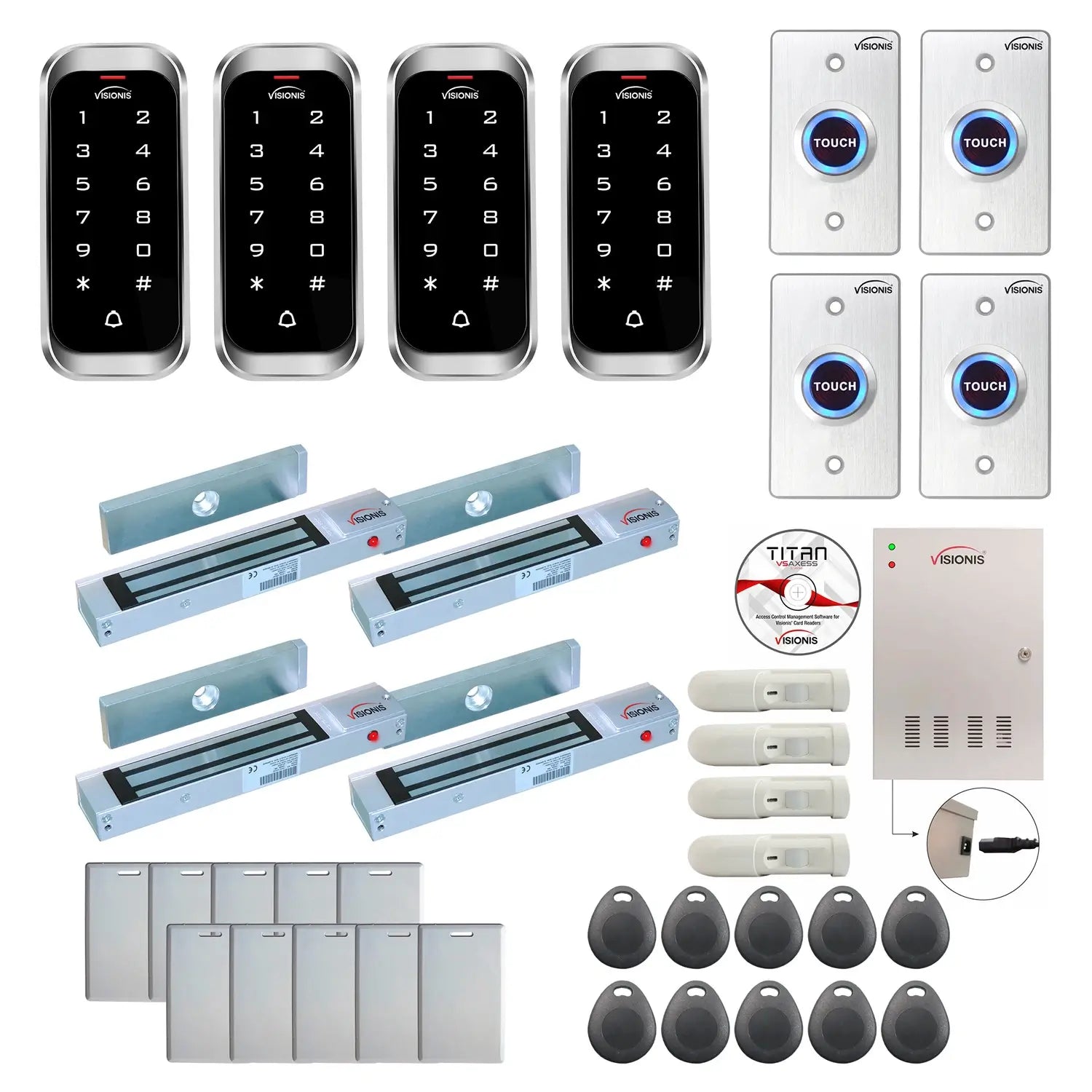Commercial access control systems with 300 lbs Magnetic Door Locks, Software, card reader and controller - FPC-8155
