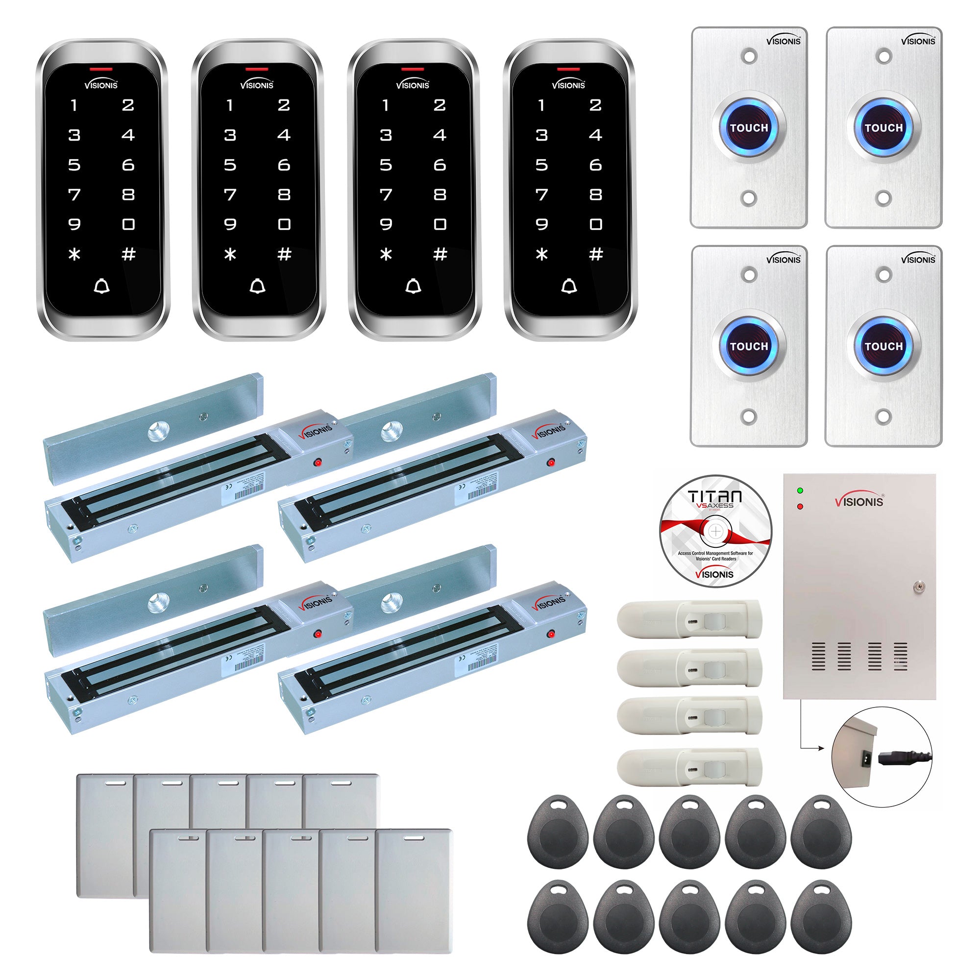 Commercial access control systems with 600 lbs Magnetic Door Locks, Software, card reader and controller - FPC-8156
