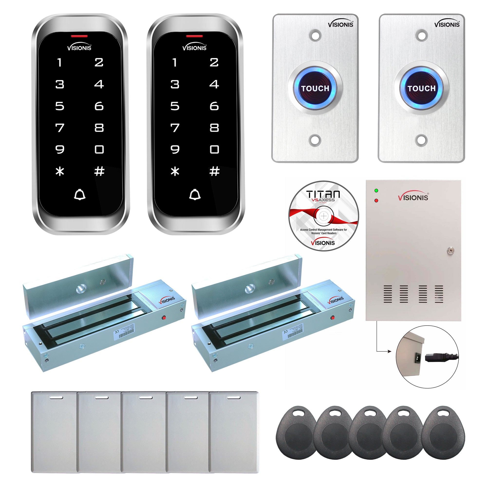 Commercial access control systems with 1200 lbs Magnetic Door Locks, Software, card reader and controller - FPC-8167