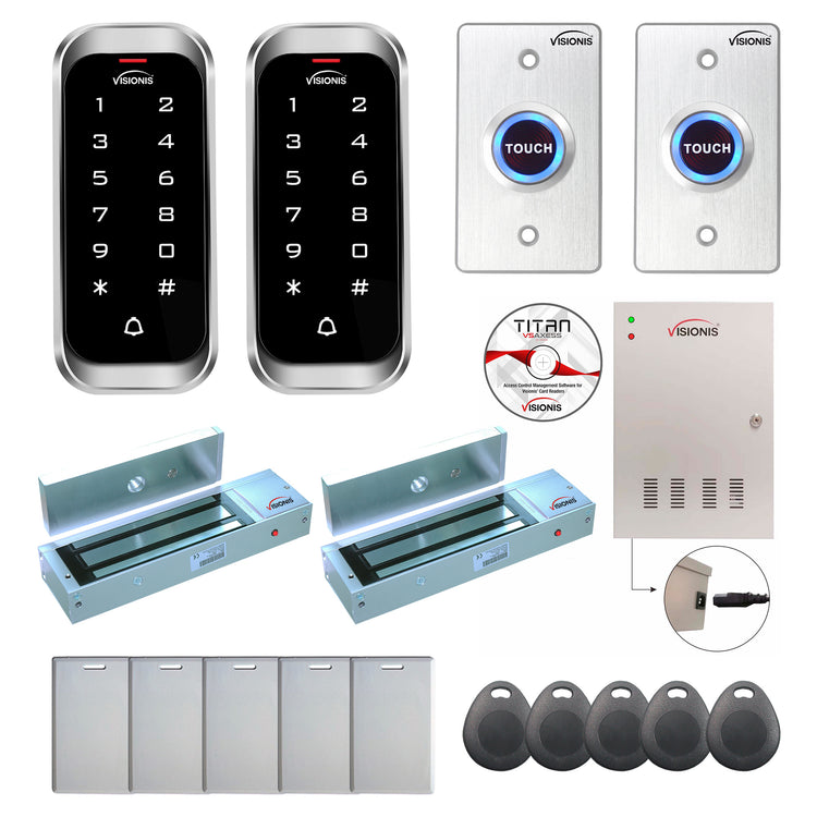 Commercial access control systems with 1200 lbs Magnetic Door Locks, Software, card reader and controller - FPC-8167