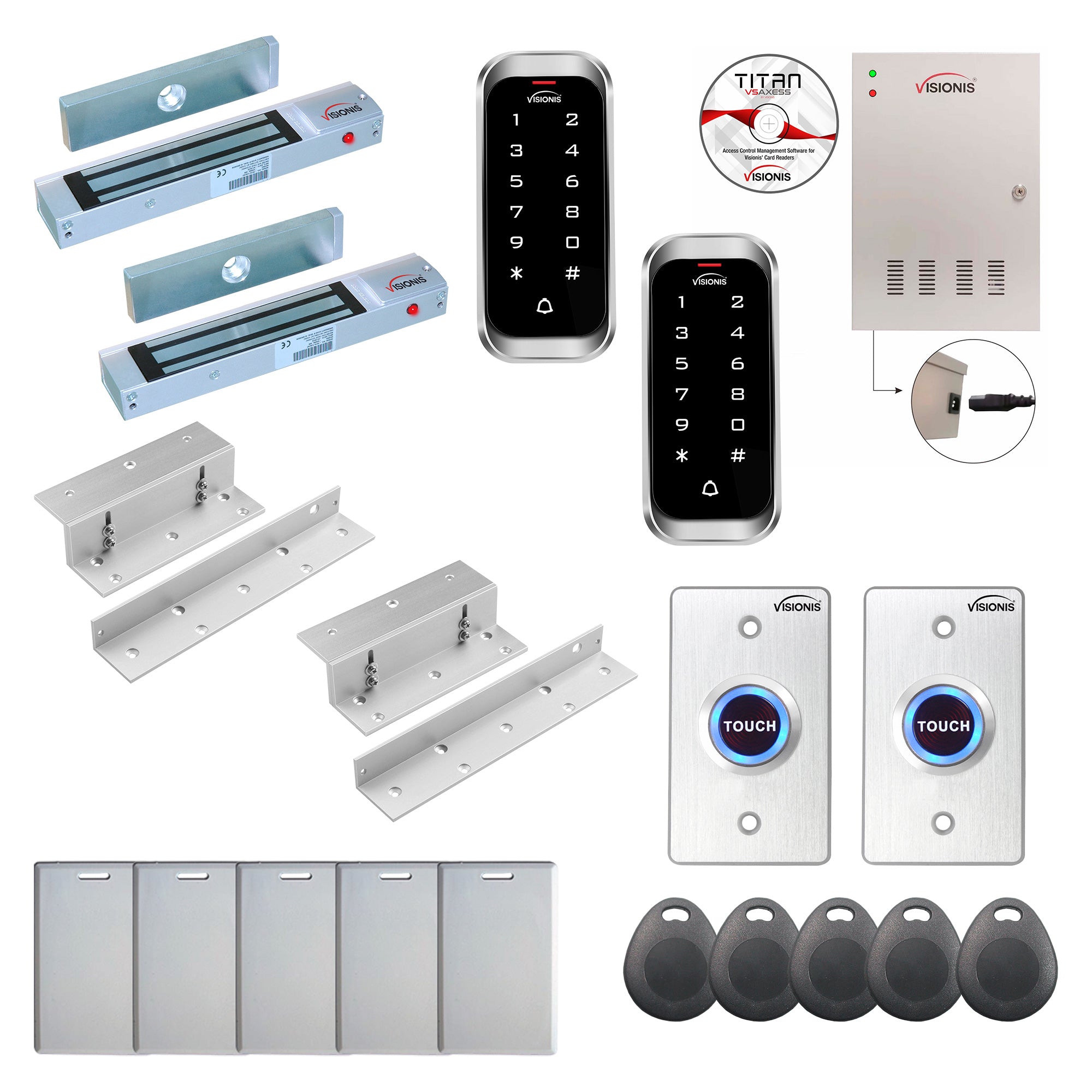 Commercial access control systems with 300 lbs Magnetic Door Locks, Software, card reader and controller - FPC-8168