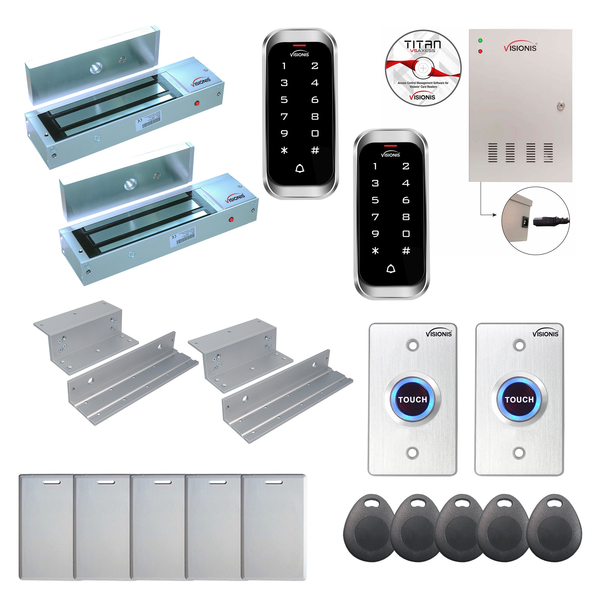 Commercial access control systems with 1200 lbs Magnetic Door Locks, Software, card reader and controller - FPC-8170