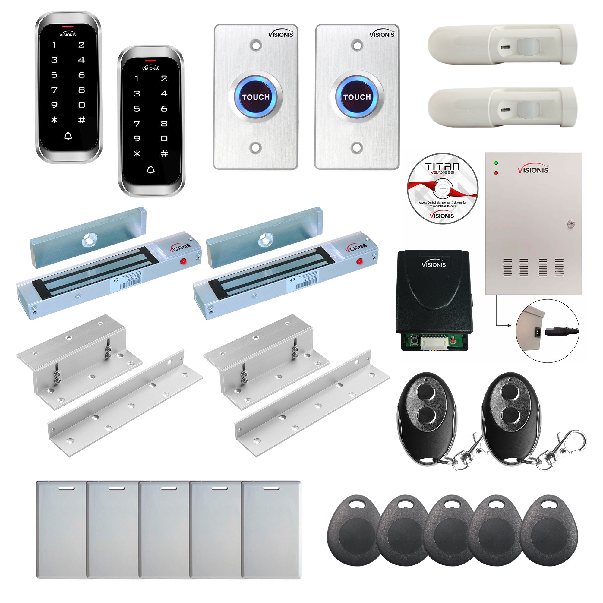 Commercial access control systems with 300 lbs Magnetic Door Locks, Software, card reader and controller - FPC-8180