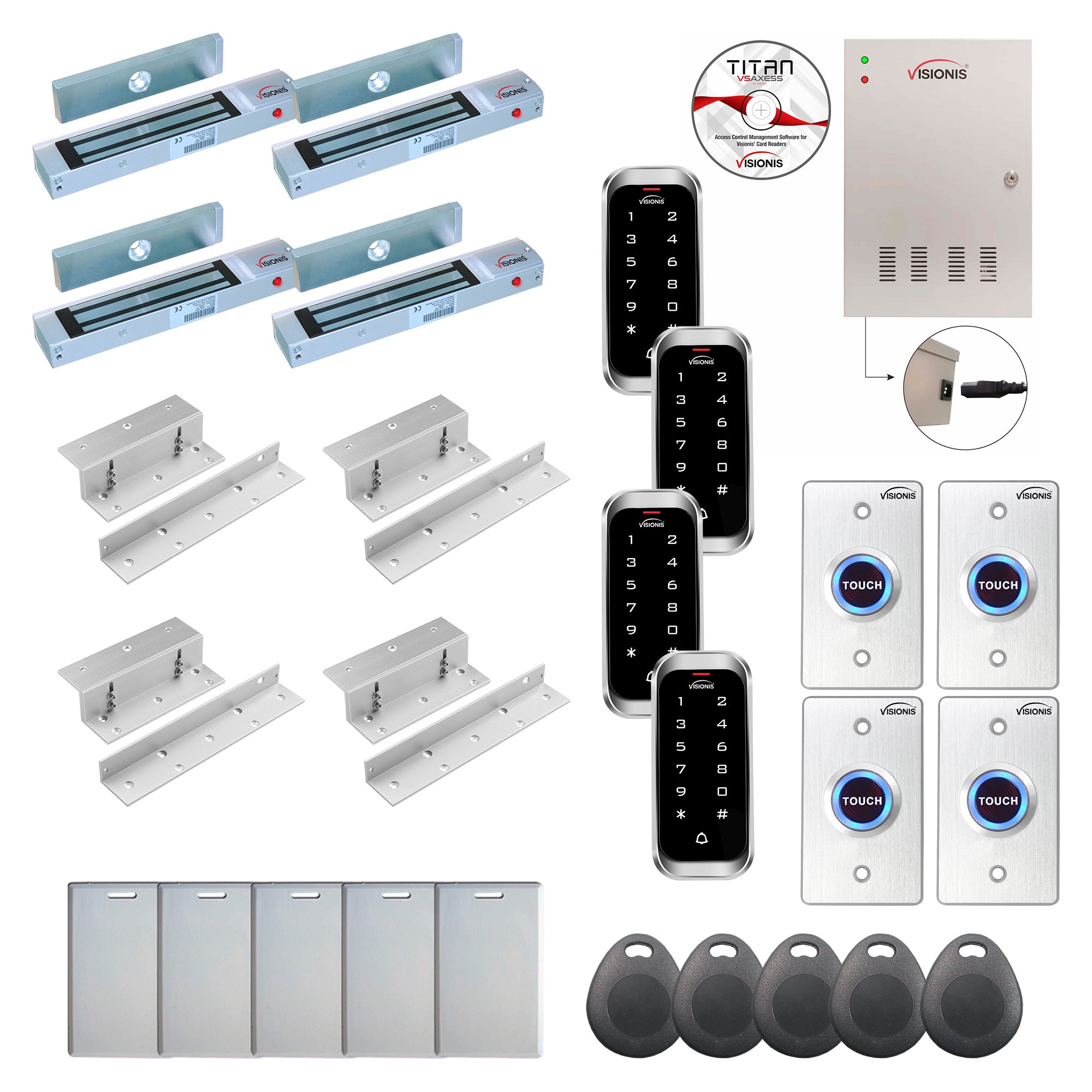 Building access control systems with 300 lbs Magnetic Door Locks, Software, card reader and controller - FPC-8192