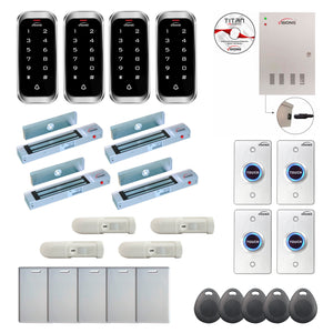 Access control security systems with 300 lbs Maglocks, card readers, push to exit buttons, software - FPC-8195