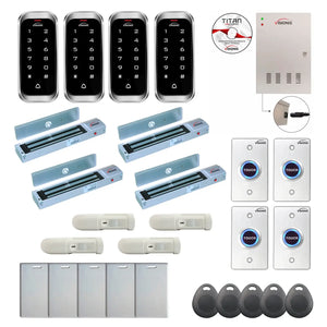 Access control security systems with 600 lbs Maglocks, card readers, push to exit buttons, software - FPC-8196