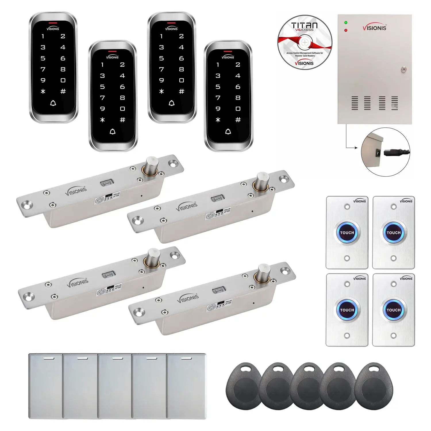 Access control security systems with Electric Bolt Lock, card readers, software - FPC-8201