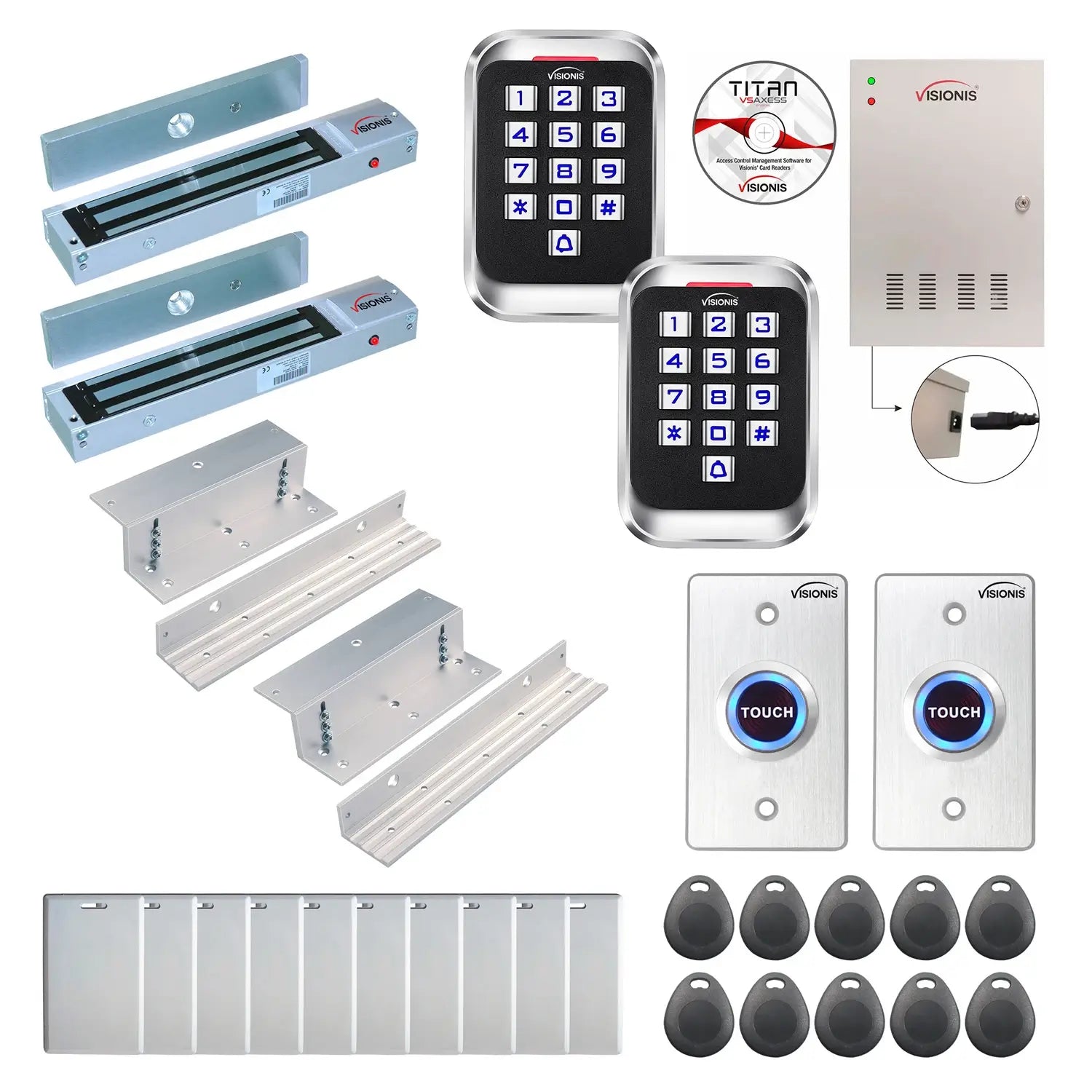 Building access control systems with 600 lbs Magnetic Door Locks, card readers, software - FPC-8233