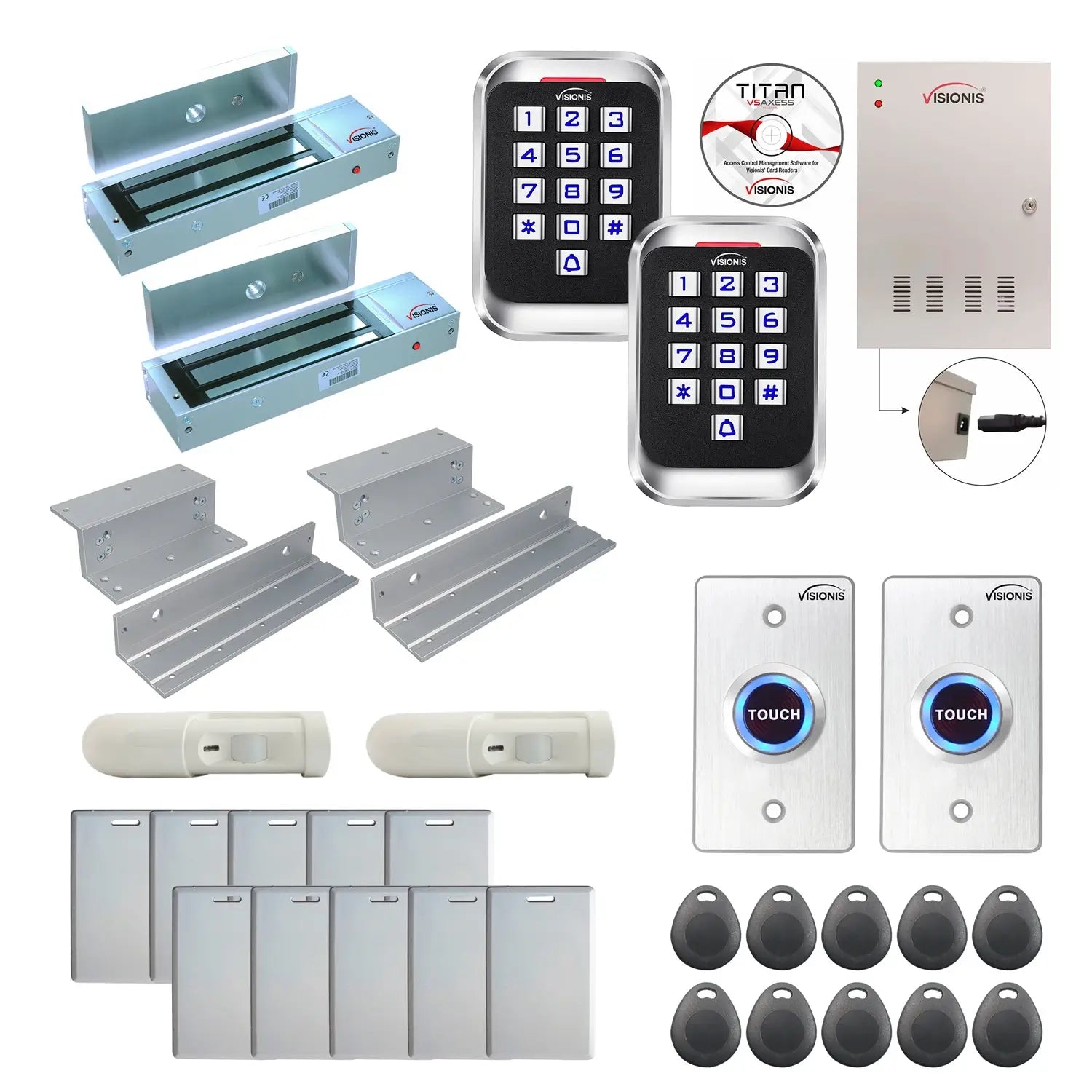 Building access control systems with 1200 lbs Magnetic Door Locks, card readers, PIR Motion Sensors, software - FPC-8240