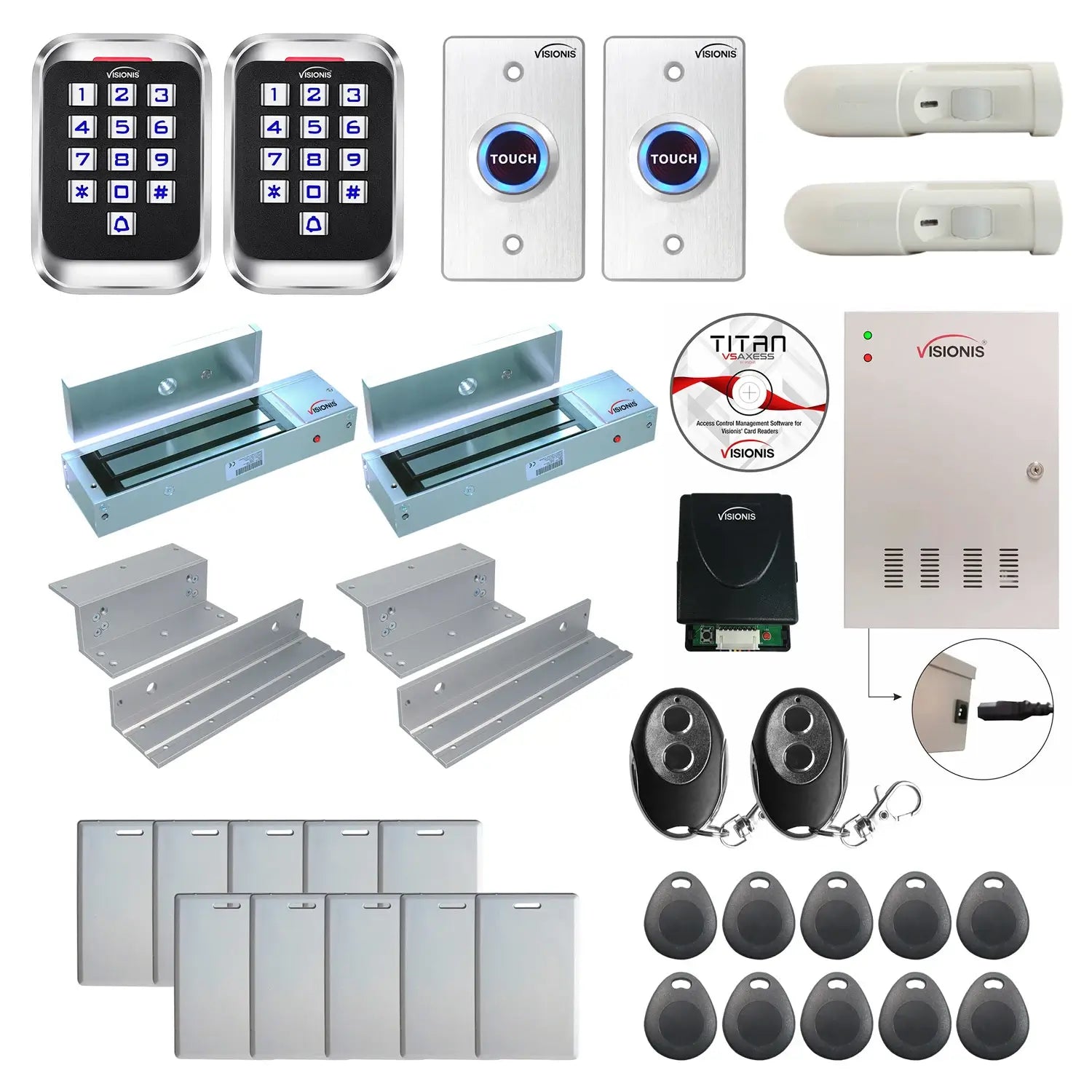 Building access control systems with 1200 lbs Magnetic Door Locks, card readers, PIR Motion Sensors, software - FPC-8246