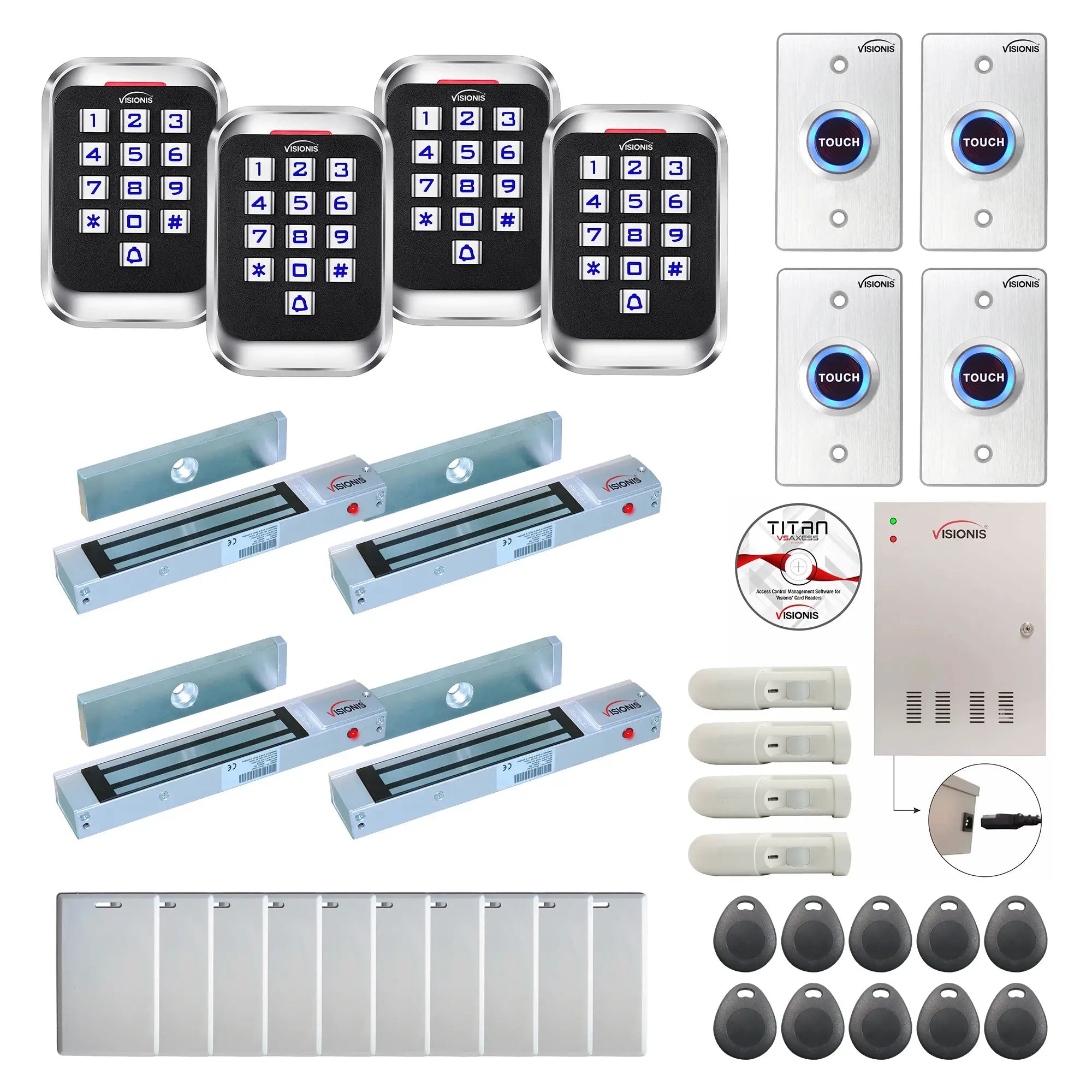 Access control systems for office buildings with 300 lbs Maglocks, card readers, push to exit buttons, software - FPC-8259