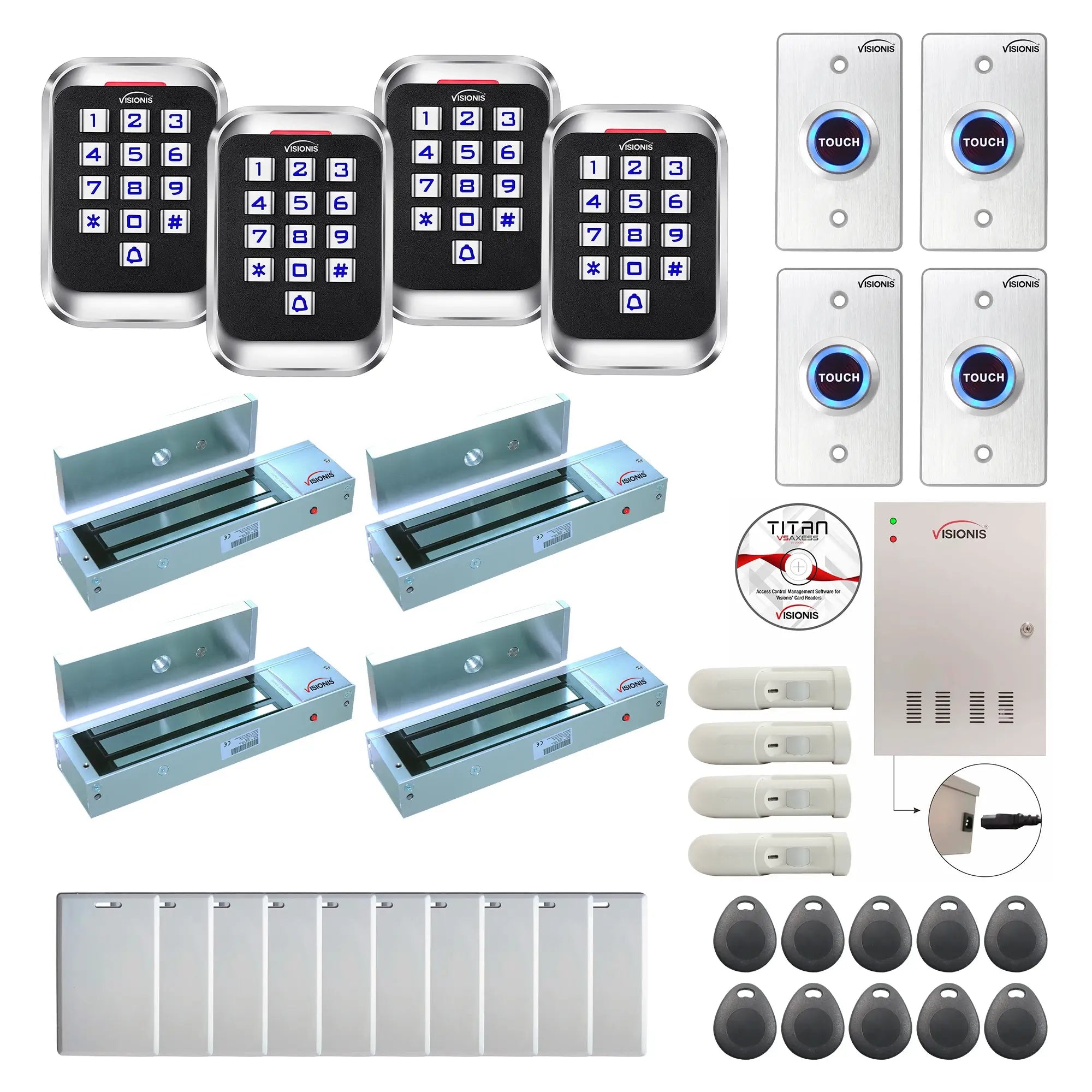 Access control systems for office buildings with 1200 lbs Maglocks, card readers, push to exit buttons, software - FPC-8261