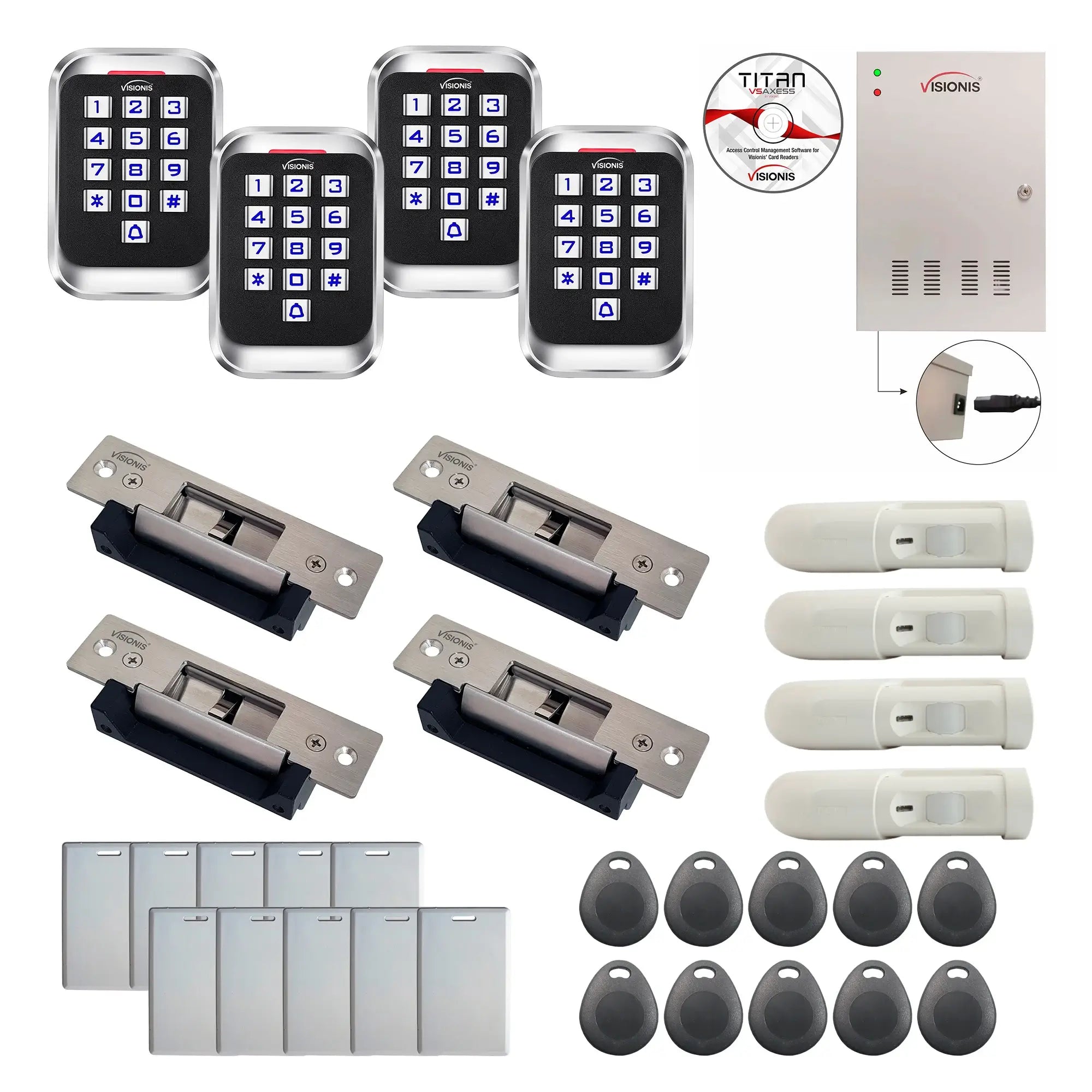 Access control systems for business with Electric Door Strikes, card readers, PIR motion sensors, software - FPC-8268
