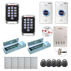 Access control systems for business with 1200 lbs Magnetic Door Locks, card readers, push to exit buttons, software - FPC-8271