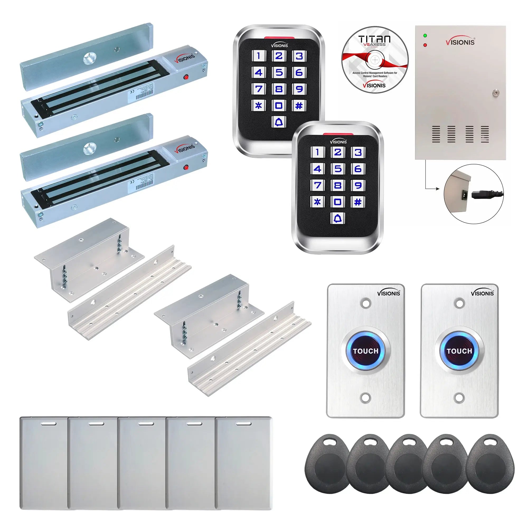 Access control systems for business with 600 lbs Magnetic Door Locks, card readers, push to exit buttons, software - FPC-8273