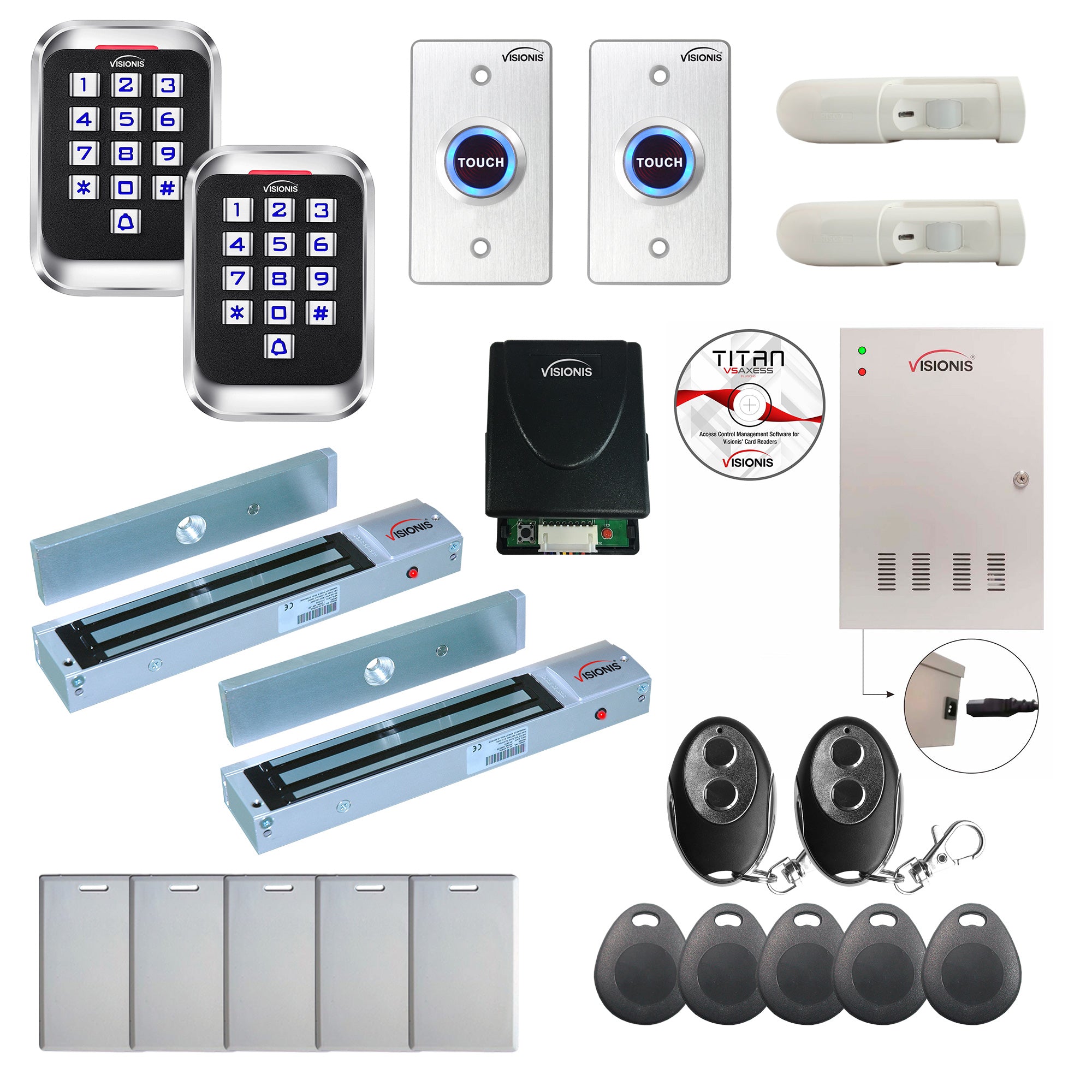 Office access control systems with 600 lbs Magnetic Door Locks, card readers, push to exit buttons, software - FPC-8282
