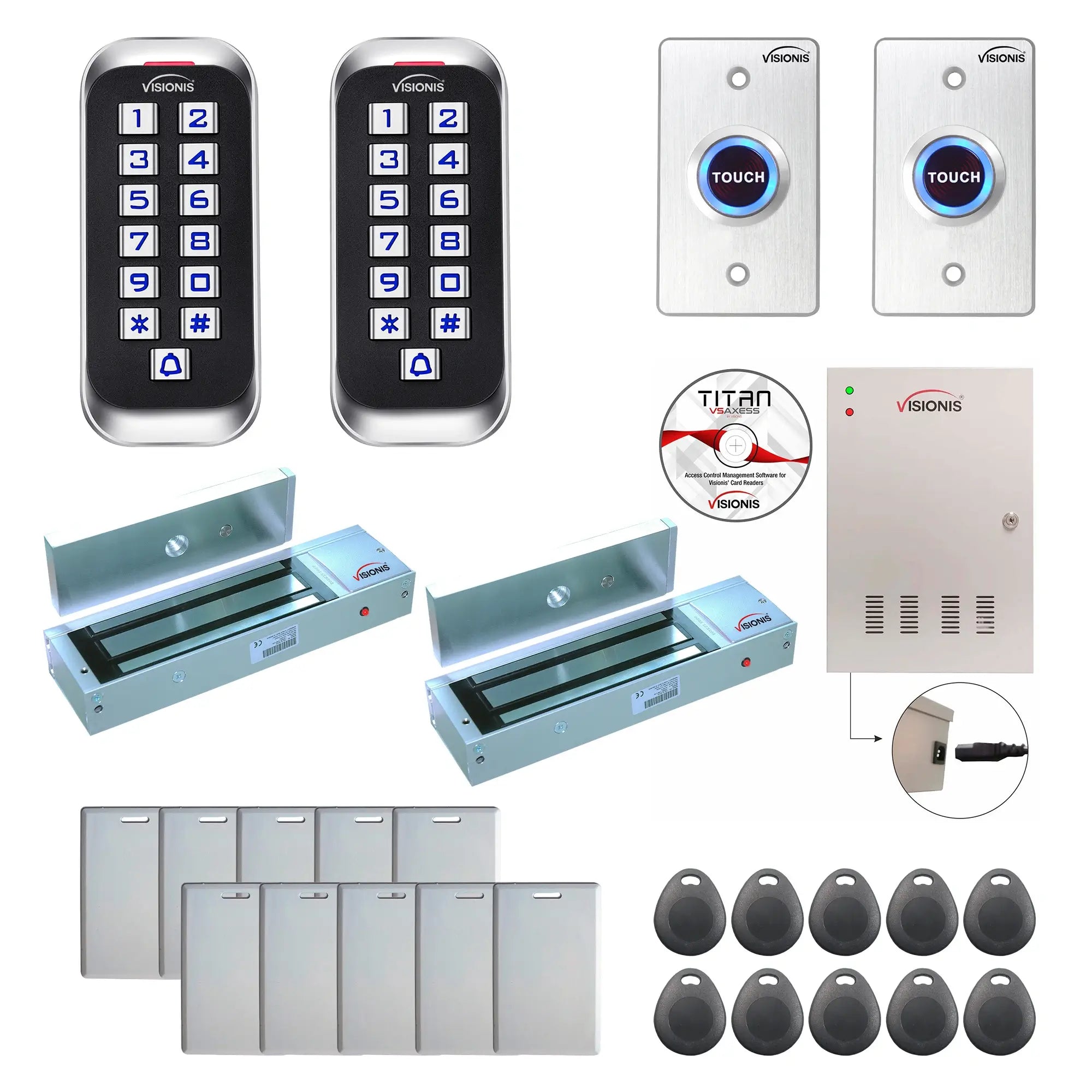 Door access control systems for Office with 1200 lbs Magnetic Door Locks, card readers, software - FPC-8335