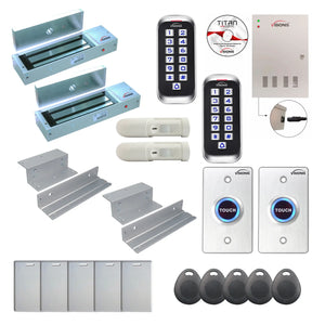 Business access control systems with 1200 lbs maglocks, keypad, exit button, PIR motion sensors - FPC-8384