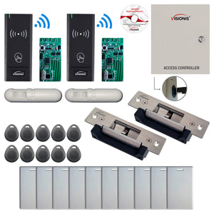 Card Access Control Systems with Wireless Card Reader, electric door strike, motion sensors, Software - FPC-8985