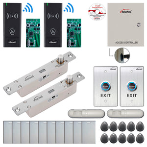 Card Access Control Systems with Wireless Card Reader, electric bolt lock, motion sensors, Software - FPC-8986