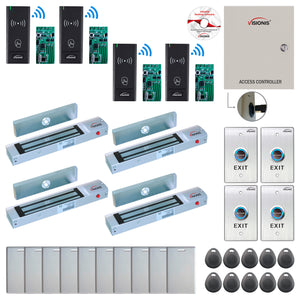Access Control Systems for Business with Wireless Card Reader, maglocks, no touch button, Software - FPC-8996