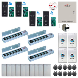Access Control Systems for Business with Wireless Card Reader, maglocks, no touch button, Software - FPC-8997