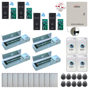 Access Control Systems for Business with Wireless Card Reader, maglocks, no touch button, Software - FPC-8999