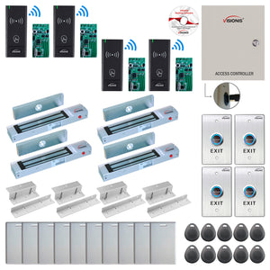 Access Control Systems for Business with Wireless Card Reader, maglocks, no touch button, Software - FPC-8999