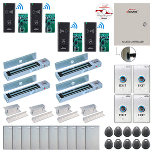 Access Control Systems for Business with Wireless Card Reader, maglocks, no touch button, Software - FPC-9000