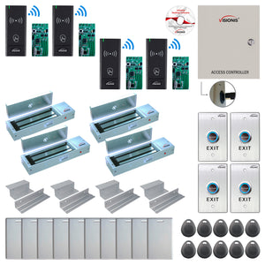 Access Control Systems for Business with Wireless Card Reader, maglocks, no touch button, Software - FPC-9001