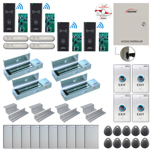 Door Access Control Systems for Office with Wireless Card Reader, Electric Door Strikes, Software - FPC-9010