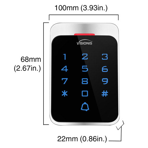 stand alone card access system dimensions - VIS-3022 Visionis