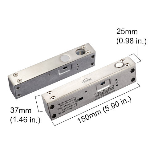 Electric drop bolt door lock dimensions - VIS-DP104ND-FSA-LED