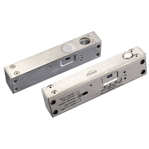 Electric drop bolt lock for narrow doors with LED, fail-safe function, and 2200lbs holding force. VIS-DP104ND-FSA-LED VISIONIS
